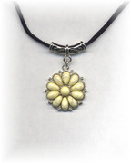 Ivory Flower Pendant Necklace on a Black Cord