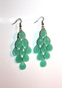 Light Emerald Green Chandelier Earrings with Large Faceted Drops