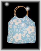 Blue Hibiscus Ring Handle Bag