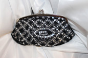Black Velvet Clutch with Silver Sequence