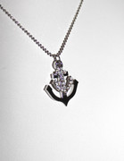 Rhinestone Double Anchor Charm Necklace