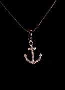 Rhinestone Anchor Charm Necklace