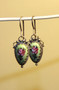 Green Finift Earrings With Pink Flower