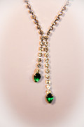 "Green Lights of New York City" Rhinestone Split Necklace with Emerald Green Ends