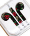 Black Headphones / Earbuds with Red Rose Print