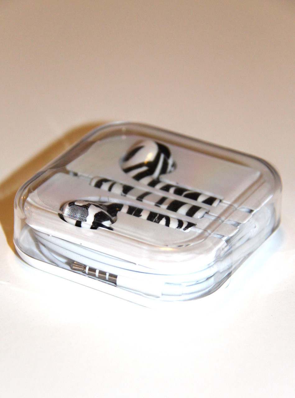 Zebra Print Headphones Earbuds
