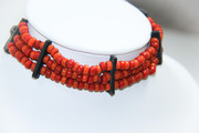 Red Beads and Black Leather Choker