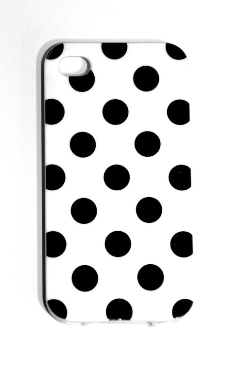 iPhone 4/4S black and white polka dot phone case.