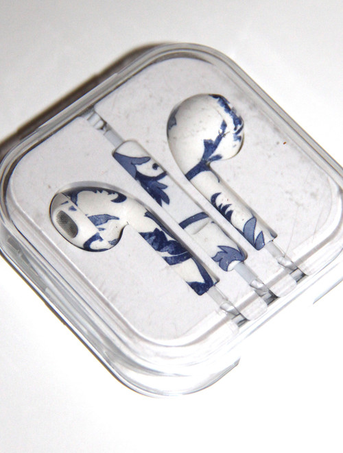 Blue and White French Toile Print Headphones/ Earbuds

 