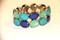 Teal, Lime Green and Purple Stretch Bracelet