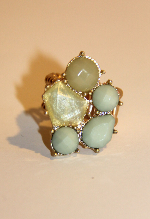 Mint Green Mosaic Fashion Ring