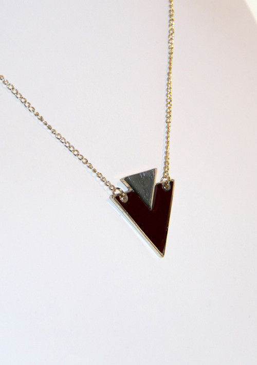 Gold and Plum Art Deco Arrow Necklace