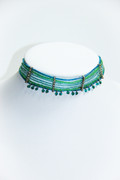 Green and Blue Beaded Choker with Drops