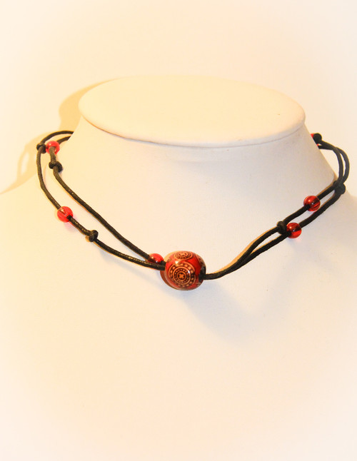 The Red Wooden Bead Chakra Necklace 