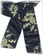 Black Sash Belt with Golden Oriental Design