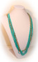 Turquoise Green Long Beaded Necklace with Golden Chain Accent 