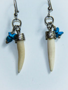 Tusk Earrings with Turquoise Lucky Charm Chip Drop