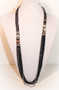 Long Art Deco Style Necklace With Black and Hematite Accents 