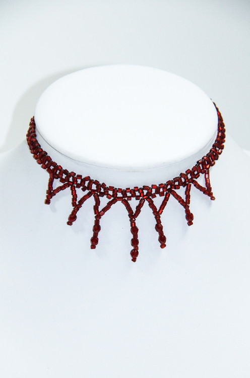 Red Goth Beaded Choker 