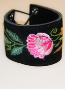 Black Embroidered Suede Cuff