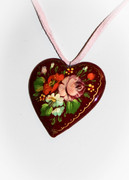Pink Rose Hand Painted Heart Necklace