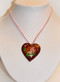 Pink Rose Hand Painted Heart Necklace