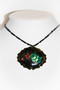 Emerald Green Rose Black Hand Painted Russian Necklace