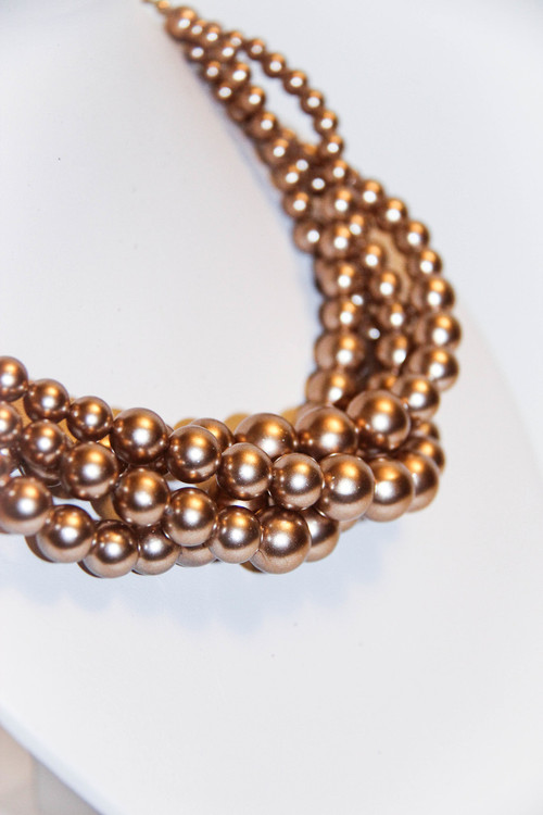 Matt Copper Gold Multi-Row Dress Up Necklace
