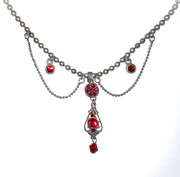 Ruby Red Chandelier Steampunk Necklace