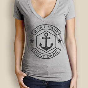 Women's Boating T-Shirt - WaterGirl Boat Hair Deep V