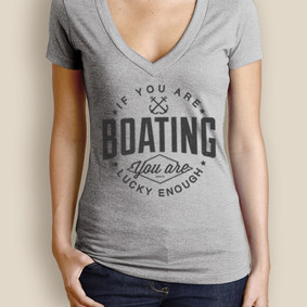 Women's Boating T-Shirt - WaterGirl Lucky Enough Deep V