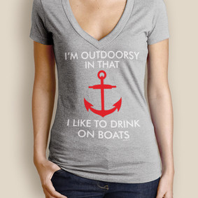 Women's Boating T-Shirt - WaterGirl Outdoorsy Deep V