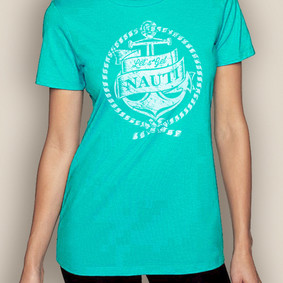 Women's Boating T-Shirt- Get Nauti Crew Neck