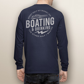 Men's Boating Long Sleeve with Pocket  - Nautiguy Drinking (More Color Choices)