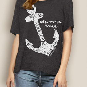 WaterGirl Boating Relaxed Tee-Freestyle Anchor ( More Color Choices)