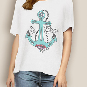 WaterGirl Boating Relaxed Tee-A Lil' Day Drinkin'