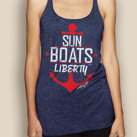 WaterGirl 4th of July Sun, Boats, Liberty Lightweight Racerback