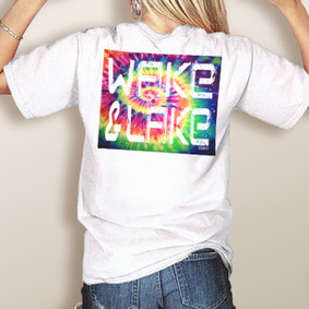 WaterGirl's Wake & Lake Block Tie-Dyed-Comfort Colors Pocket Tee (More Color Choices)