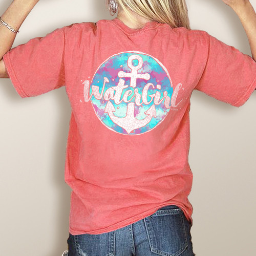 Watergirl Colourful Anchor Comfort Colors Pocket Tee More Color