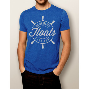 Men's Boating T-shirt - NautiGuy Floats Your Boat Royal Blue (Front Print)