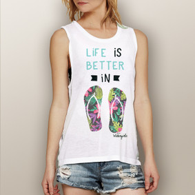 Life is Better in Flip Flops (Flower Only Design) -  Muscle Tank (more color choices)