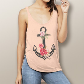Rose Anchor -  Flowy Side Slit Tank (more color choices)