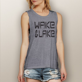 Wake & Lake Black Grunge  -  Muscle Tank (more color choices)