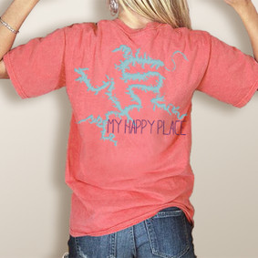 My Happy Place LOTO (or Your Custom Lake)-Comfort Colors UNISEX Pocket Tee (More Color Choices)