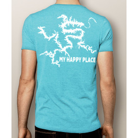 My Happy Place LOTO (or Your Custom Lake) White Print- Men's Crew (More Color Choices)