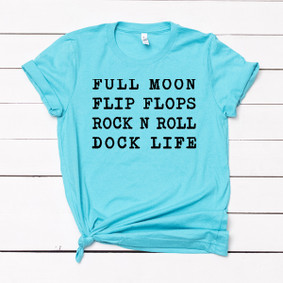 Women's Boating T-Shirt-Full Moon Dock Life Crew