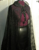 Beautiful Black on Black Spiderweb cape with Hood, note double closure in front.