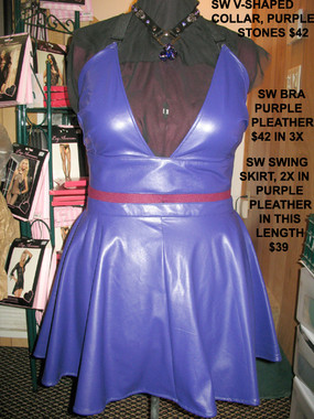 This Purple Pleather Swing Skirt also come in other colors and fabrics..