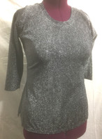 Gray/Black Lurex Scoop Neck with Bracelet Length Sleeve