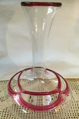 Classy Hand blown Decanter with Classic Red Line Accents